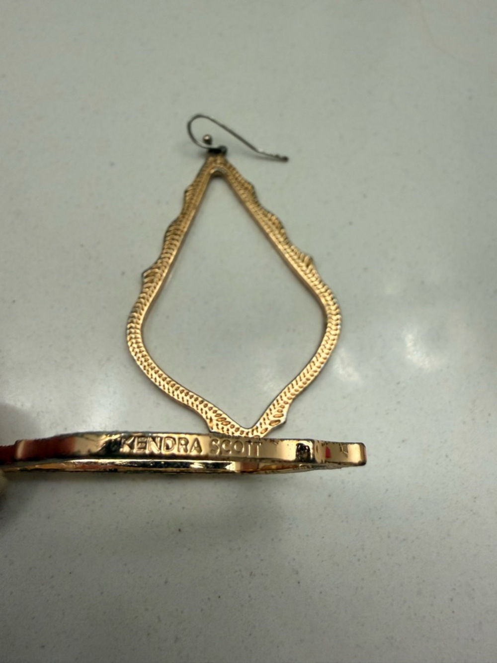 Kendra Scott Gold-Tone Textured Teardrop Dangle Earrings - Women Jewelry - Picture 2 of 2